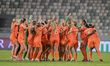 The Netherlands celebrate reaching the finals during the FIFA U-17 Women's World Cup Moroc...