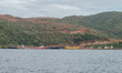 A mining area is around a hill near the coast in Malamala Island, South Halmahera Regency,...