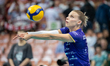 Aleksandra Szczyglowska plays during the volleyball match between KS DevelopRes Rzeszow an...