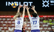 A volleyball match takes place between KS DevelopRes Rzeszow and LKS Commercecon Lodz in K...