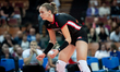 Daria Szczyrba plays during the volleyball match between KS DevelopRes Rzeszow and LKS Com...