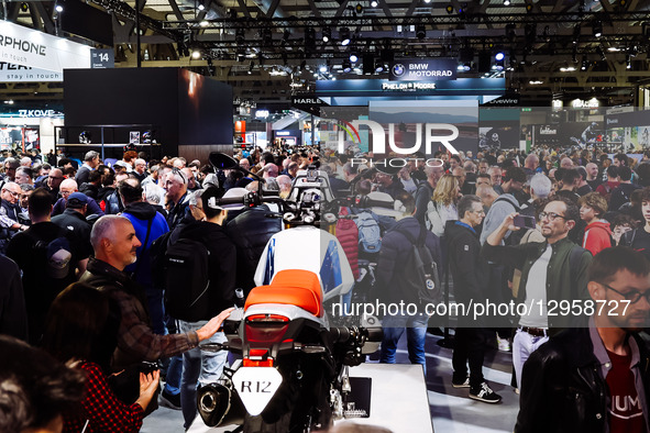 A general view of a motorcycle display at the exhibition stand during the first day of opening to the public of the 82nd edition of EICMA Mi... by Alessandro Bremec/NurPhoto