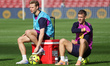 Frenkie de Jong and Dani Olmo train during the training session at the Spotify Camp Nou, w...