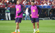 Fermin Lopez and Roony Bardghji train during the training session at the Spotify Camp Nou,...