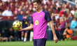 Robert Lewandowski trains during the training session at the Spotify Camp Nou, which opens...