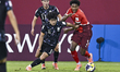 Mamba Olivier of Switzerland and Hyeonbin Koo of the Republic of Korea play during the FIF...