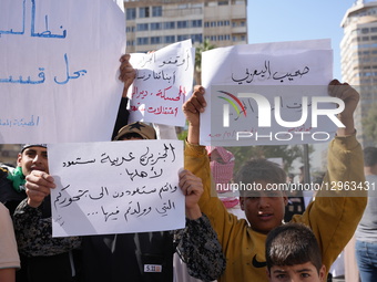 Hundreds of residents from Syria's Jazira region demonstrate in Al-Marjah Square in the center of Damascus, Syria, on November 7, 2025, carr... by Rami Alsayed/NurPhoto
