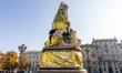 In Turin, Italy, on November 7, 2025, Extinction Rebellion covers the statue of Camillo Ca...