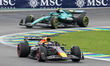 Max Verstappen of the Netherlands drives the Oracle Red Bull Racing RB21 Honda RBPT during...