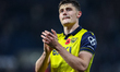 Will Lankshear, 27, of Oxford United thanks the fans for their support at full-time during...