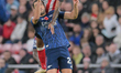 Mikel Merino of Arsenal FC is outjumped by Reinildo Mandava of Sunderland AFC during the P...