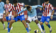Estevis Lopez of Panama and Thiago Vera of Paraguay are in action during the FIFA U-17 Wor...