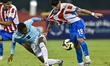 Estevis Lopez of Panama and Thiago Vera of Paraguay are in action during the FIFA U-17 Wor...