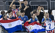 Fans of Paraguay cheer during the FIFA U-17 World Cup Qatar 2025 Group J match between Par...