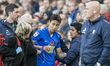 Paik Seung-Ho of Birmingham City leaves the field in severe pain after suffering a shoulde...