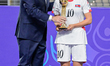 Yu Y. Jong Hyang, the forward of Korea DPR U-17, receives the Gold Ball Award at the FIFA...