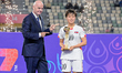 Yu Y. Jong Hyang, the forward of Korea DPR U-17, receives the Gold Ball Award at the FIFA...
