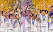Korea DPR celebrates winning the FIFA U17 Women's World Cup by raising the cup in the 1st...