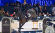 Massimo Grossato from Italy rides Bombreaker during the CSI5*-W Grand Prix 5, barrage cate...