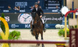 is in action during the CSI5*-W Grand Prix 5, barrage category at Pala RAM in Verona, Ital...
