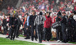 Wisconsin Badgers head coach Luke Fickell is present during a college football game betwee...
