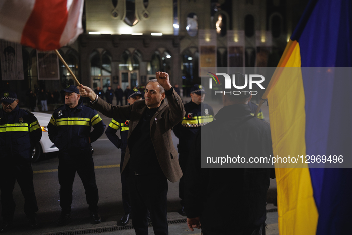 346th Day Of Continuous Protest On Rustaveli Avenue.