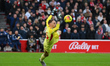 Matz Sels, Nottingham Forest goalkeeper, makes a diving save during the Premier League mat...