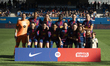 The photo group of FC Barcelona takes place during the Liga F Moeve match between FC Barce...