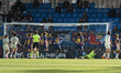 Deportivo Abanca's goalkeeper, Ines Pereira, concedes a goal to FC Barcelona; she fails to...