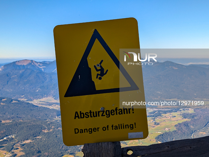 Danger Sign On Alp Mountain Trail