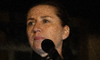 Danish Prime Minister Mette Frederiksen gives a speech outside the Synagogue in Copenhagen...
