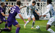 Defender Vladyslav Dubinchak of FC Dynamo Kyiv plays against players of FC LNZ Cherkasy du...