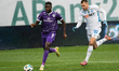 Midfielder Prosper Obah of FC LNZ Cherkasy and midfielder Mykola Mykhailenko of FC Dynamo...