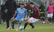 Matteo Politano of SSC Napoli competes for the ball with Juan Miranda Gonzalez ''Miranda''...