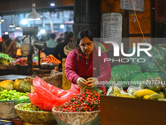 The bustling Kalimati Vegetable Market, the largest wholesale vegetable and fruit market in Nepal, is seen in Nepal, on November 11, 2025. I... by Safal Prakash Shrestha/NurPhoto