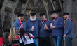 Carnival revelers celebrate the opening of Carnival in front of Cologne Cathedral in Colog...