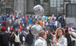 Carnival revelers celebrate the opening of Carnival in front of Cologne Cathedral in Colog...