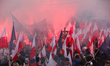 In Warsaw, Poland, on November 11, 2025, participants in the independence march under the...