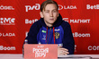 Nail Umyarov of Russia looks on during press conference ahead of the international friendl...