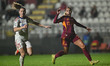Synne Hansen of Valerenga Fotball Damer and Alayah Pilgrim of A.S. Roma Femminile are in a...