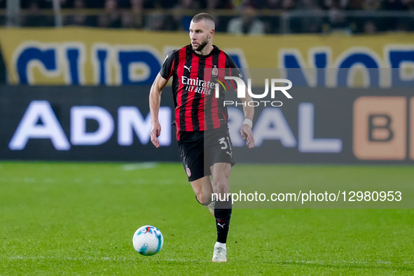 Strahinja Pavlovic of AC Milan in action during the Serie A Enilive match between Parma Calcio 1903 and  AC Milan  at Stadio Ennio Tardini o... by Giuseppe Maffia/NurPhoto