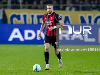 Strahinja Pavlovic of AC Milan in action during the Serie A Enilive match between Parma Calcio 1903 and  AC Milan  at Stadio Ennio Tardini o... by Giuseppe Maffia/NurPhoto