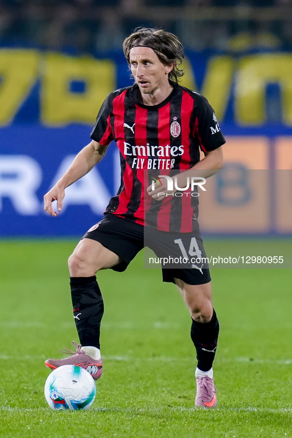 Luka Modric of AC Milan in action during the Serie A Enilive match between Parma Calcio 1903 and  AC Milan  at Stadio Ennio Tardini on Novem... by Giuseppe Maffia/NurPhoto