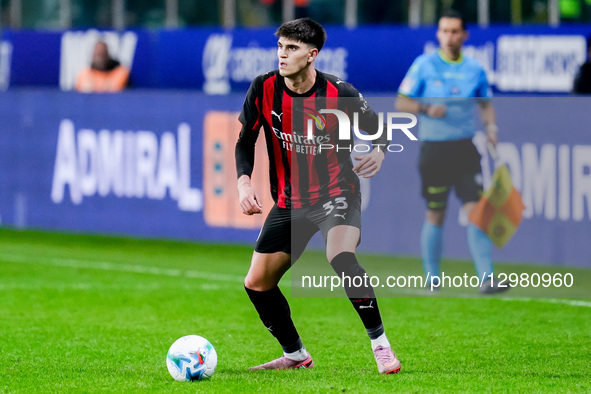 Davide Bartesaghi of AC Milan during the Serie A Enilive match between Parma Calcio 1903 and  AC Milan  at Stadio Ennio Tardini on November... by Giuseppe Maffia/NurPhoto