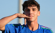 Emanuele Sala of Italy celebrates a goal during the qualifying match for the European Unde...