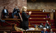 Yael Braun-Pivet, president of the French National Assembly, is seen during the session of...
