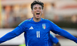 Alessio Cacciamani of Italy celebrates a goal during the qualifying match for the European...