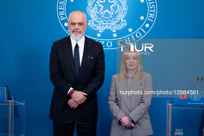 Edi Rama And Giorgia Meloni At Italy-Albania Summit In Rome 