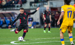 Kristjan Asllani of Albania is in action during the 2026 FIFA World Cup European Qualifyin...