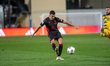Juljan Shehu of Albania is in action during the 2026 FIFA World Cup European Qualifying ma...